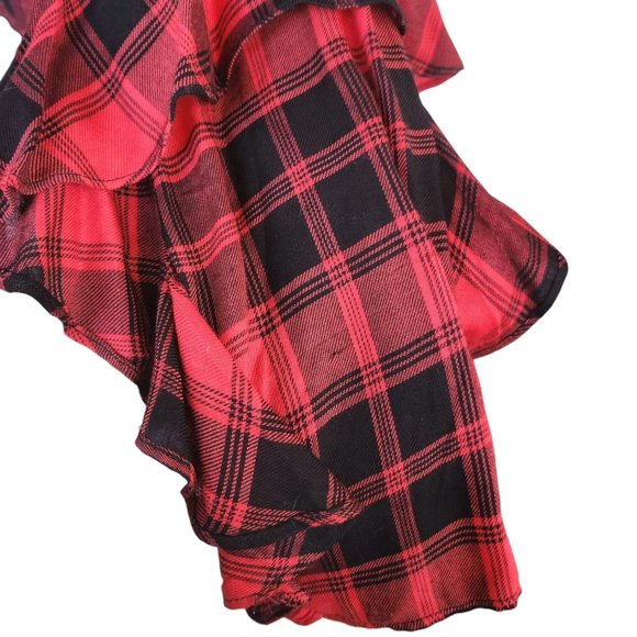 New w/Tags Mustard Seed Brand Red & Black Plaid Keyhole Back Blouse Sz Small - Picture 5 of 8